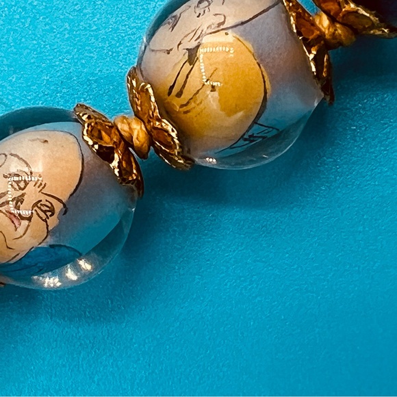 Reverse Painted Glass Prayer Beads Vintage - Picture 6 of 6